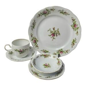 Vintage Johann Haviland Moss Rose 5 Piece Place Setting Traditions Fine China